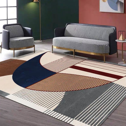 Creative Geometric Color-Block Rug Multi Color Nordic Carpet Synthetics Anti-Slip Stain Resistant Machine Washable Rug for Home