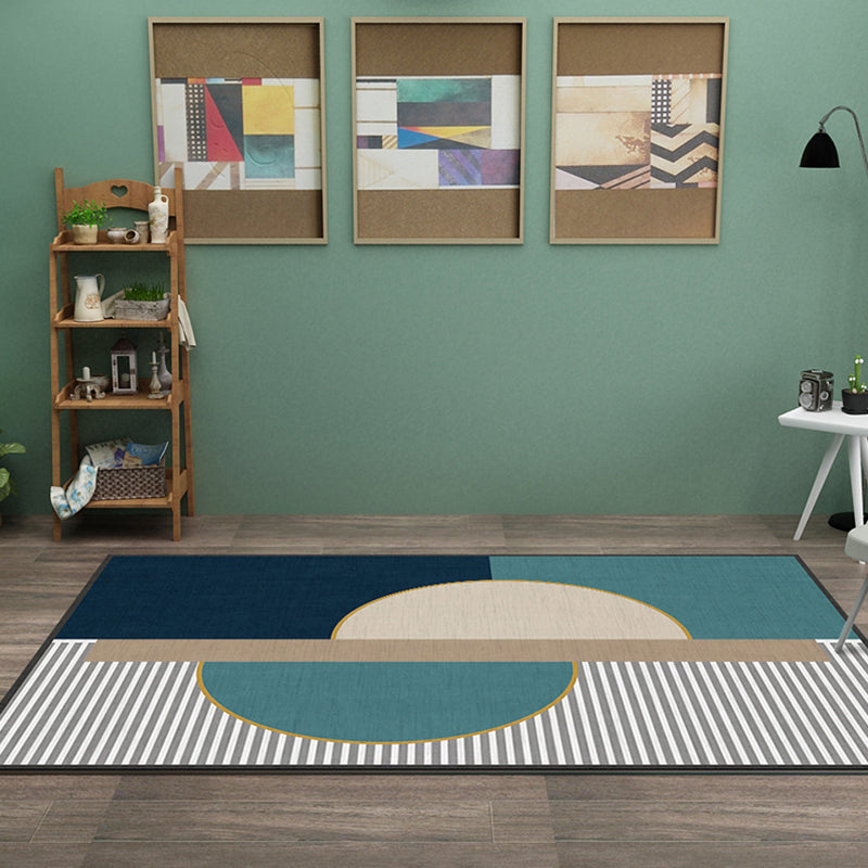 Creative Geometric Color-Block Rug Multi Color Nordic Carpet Synthetics Anti-Slip Stain Resistant Machine Washable Rug for Home