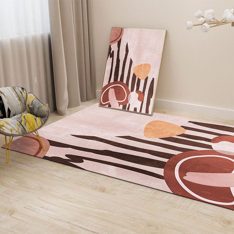 Creative Geometric Color-Block Rug Multi Color Nordic Carpet Synthetics Anti-Slip Stain Resistant Machine Wash - view 3