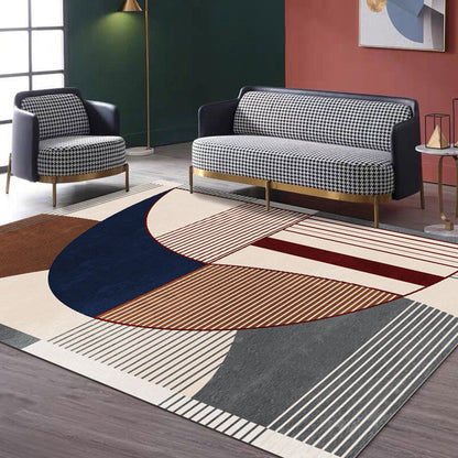 Creative Geometric Color-Block Rug Multi Color Nordic Carpet Synthetics Anti-Slip Stain Resistant Machine Washable Rug for Home