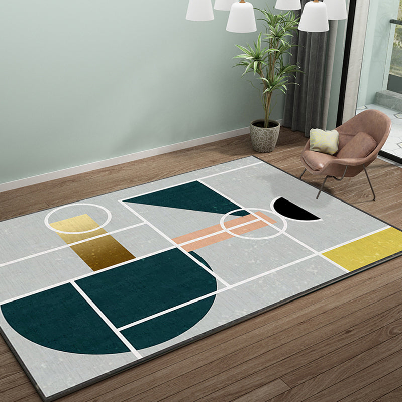 Creative Geometric Color-Block Rug Multi Color Nordic Carpet Synthetics Anti-Slip Stain Resistant Machine Washable Rug for Home