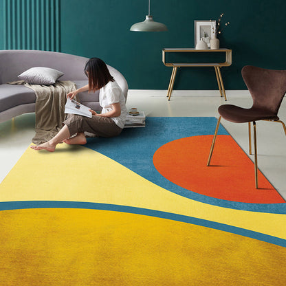 Multicolor Abstract Art Printed Rug Polypropylene Minimalist Area Rug Machine Washable Anti-Slip Backing Stain Resistant Rug for Great Room - Yellow - Clearhalo - 'Area Rug' - 'Rug' - 2266983