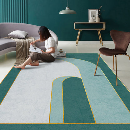 Multicolor Abstract Art Printed Rug Polypropylene Minimalist Area Rug Machine Washable Anti-Slip Backing Stain Resistant Rug for Great Room - Green - Clearhalo - 'Area Rug' - 'Rug' - 2266986