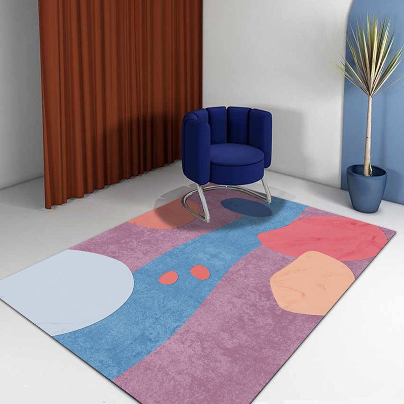Multicolor Abstract Art Printed Rug Polypropylene Minimalist Area Rug Machine Washable Anti-Slip Backing Stain Resistant Rug for Great Room - Purple - Clearhalo - 'Area Rug' - 'Rug' - 2266988