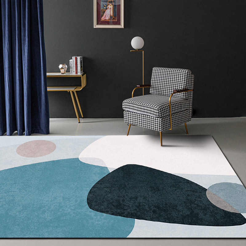 Multicolor Abstract Art Printed Rug Polypropylene Minimalist Area Rug Machine Washable Anti-Slip Backing Stain Resistant Rug for Great Room - Blue-Green - Clearhalo - 'Area Rug' - 'Rug' - 2266993