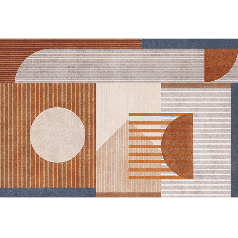 Modern Geometric Color Block Rug Multi-Color Synthetics Area Carpet Pet Friendly Washable Non-Slip Backing Rug for Sitting Room - Brown - Clearhalo - 'Area Rug' - 'Rug' - 2267018