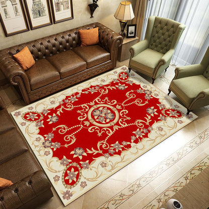 Retro Living Room Rug Multi Colored Flower Printed Area Carpet Polypropylene Non-Slip Backing Pet Friendly Rug Burgundy Clearhalo 'Area Rug' 'Rugs' 'Vintage' Rug' 2285320