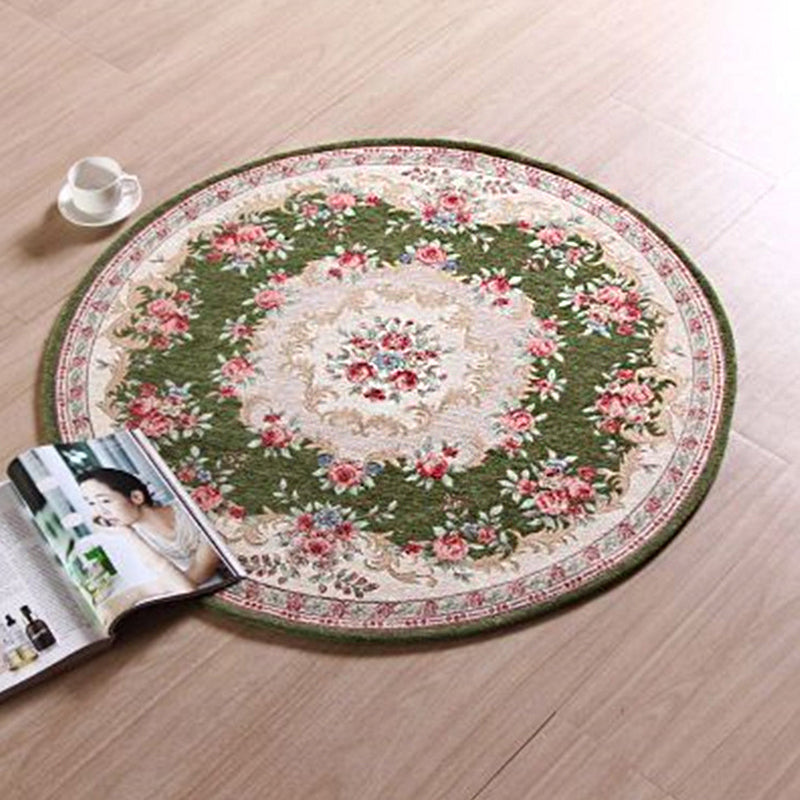 Olden Room Rug Multi Colored Flower Patterned Area Carpet Polypropylene Anti-Slip Washable Pet Friendly Indoor Rug Green Clearhalo 'Area Rug' 'Rugs' 'Vintage' Rug' 2286036