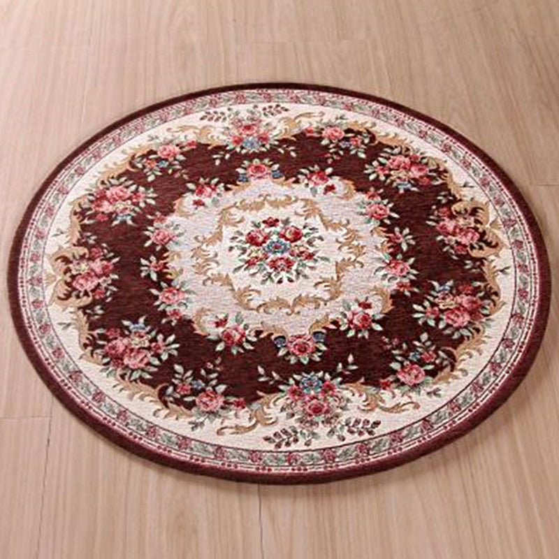 Olden Room Rug Multi Colored Flower Patterned Area Carpet Polypropylene Anti-Slip Washable Pet Friendly Indoor Rug Coffee Clearhalo 'Area Rug' 'Rugs' 'Vintage' Rug' 2286037