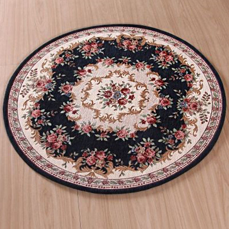 Olden Room Rug Multi Colored Flower Patterned Area Carpet Polypropylene Anti-Slip Washable Pet Friendly Indoor Rug Dark Blue Clearhalo 'Area Rug' 'Rugs' 'Vintage' Rug' 2286038