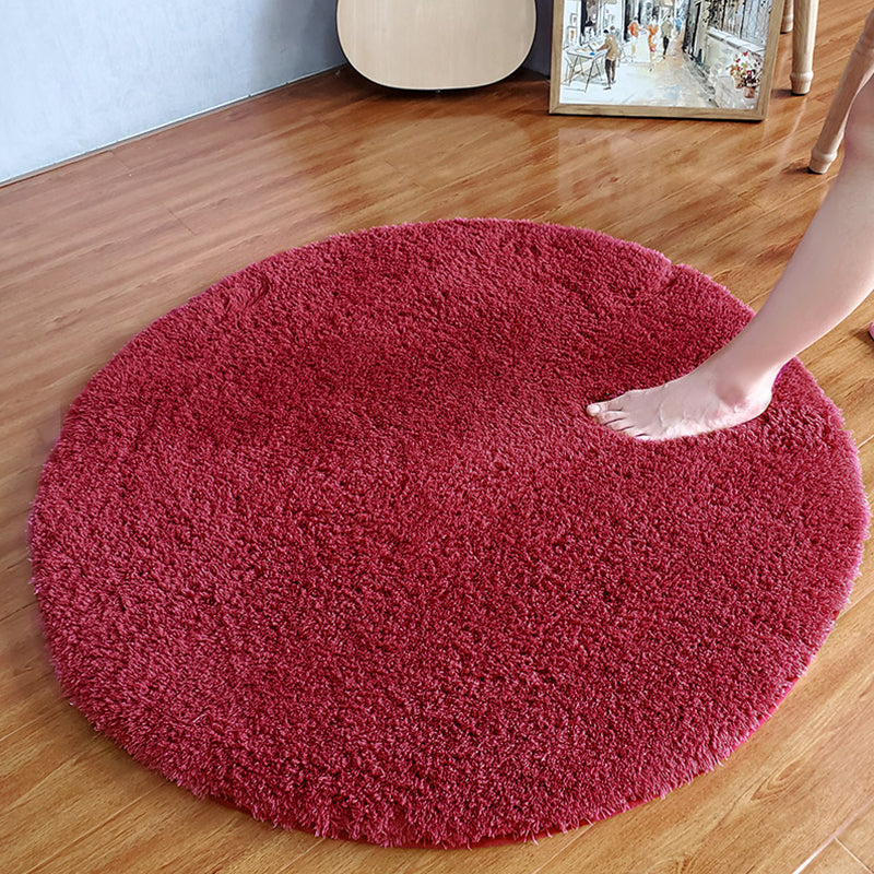 Western Home Decoration Rug Multi-Color Solid Color Carpet Lamb Wool Non-Slip Pet Friendly Indoor Rug Burgundy Clearhalo 'Area Rug' 'Rug' 2287982