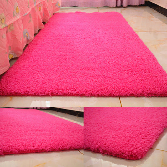 Casual Rug Acrylic Solid Color Area Carpet Easy Care Indoor Rug for Bedroom - Rose Red - Clearhalo - 'Area Rug' - 'Rug' - 2288037