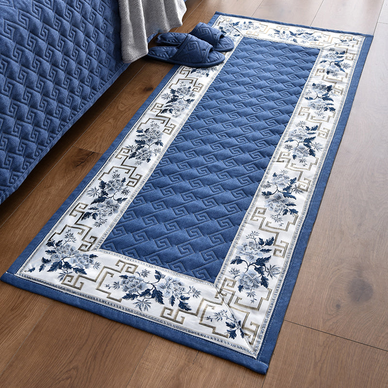 Multi-Colored Asia Rug Polypropylene Flower Print Area Carpet Non-Slip Backing Pet Friendly Rug for Bedroom - Blue - Clearhalo - 'Area Rug' - 'Rug' - 2289641