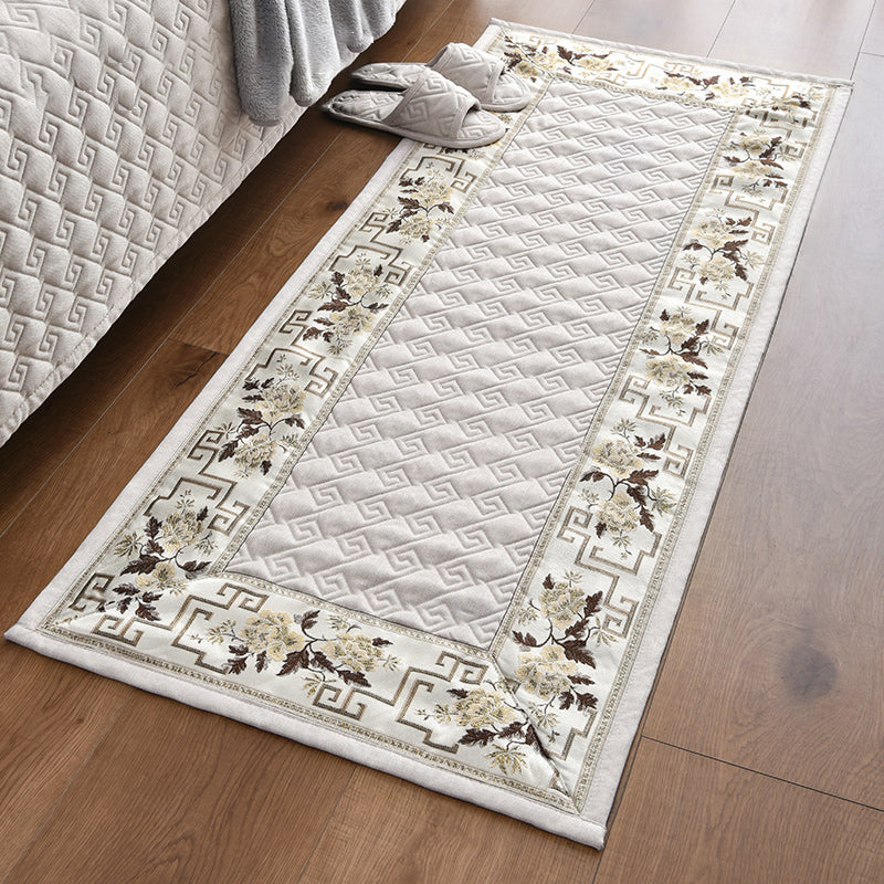 Multi-Colored Asia Rug Polypropylene Flower Print Area Carpet Non-Slip Backing Pet Friendly Rug for Bedroom - Beige - Clearhalo - 'Area Rug' - 'Rug' - 2289644