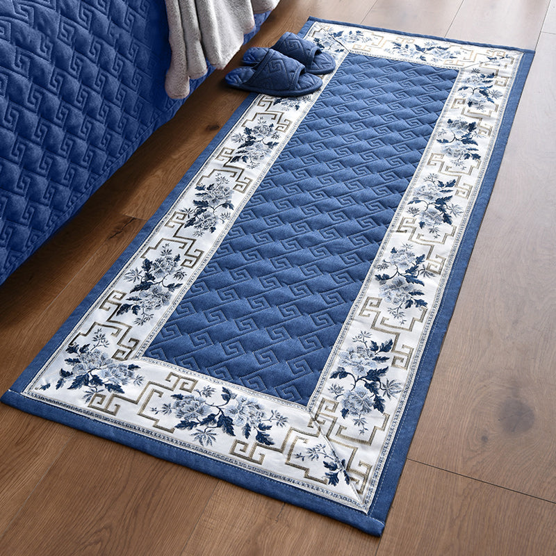 Multi-Colored Asia Rug Polypropylene Flower Print Area Carpet Non-Slip Backing Pet Friendly Rug for Bedroom - Navy - Clearhalo - 'Area Rug' - 'Rug' - 2289646