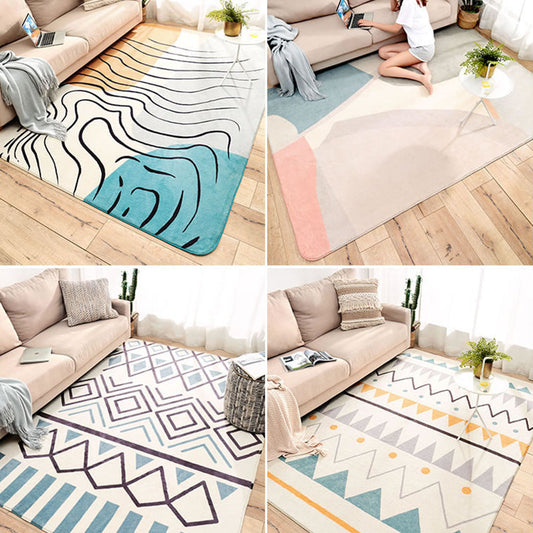 Multi-Color Bedroom Rug Calming Color Block Area Rug Cotton Blend Pet Friendly Easy Care Indoor Rug - Clearhalo - 'Area Rug' - 'Rug' - 2295852