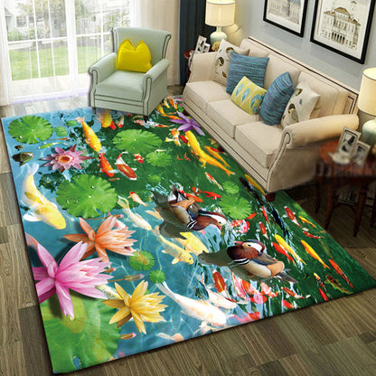 Multicolor Living Room Rug Trendy Floral Print Indoor Rug Cotton Blend Easy Care Pet Friendly Carpet - Clearhalo - 'Area Rug' - 'Rug' - 2296248