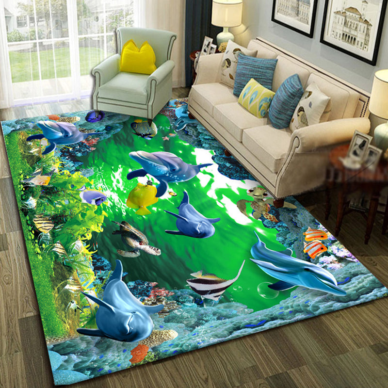 Multicolor Living Room Rug Trendy Floral Print Indoor Rug Cotton Blend Easy Care Pet Friendly Carpet - Lemon Green - Clearhalo - 'Area Rug' - 'Rug' - 2296258
