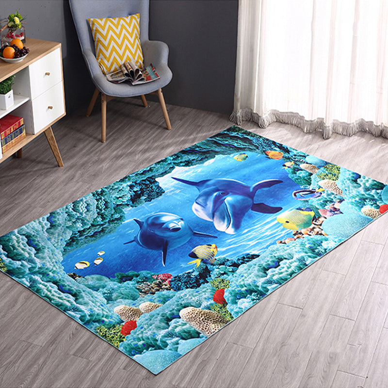 Modern Home Decoration Rug Multicolor Geography Area Rug Polyster Easy Care Washable Indoor Rug - Blue - Clearhalo - 'Area Rug' - 'Rug' - 2296265