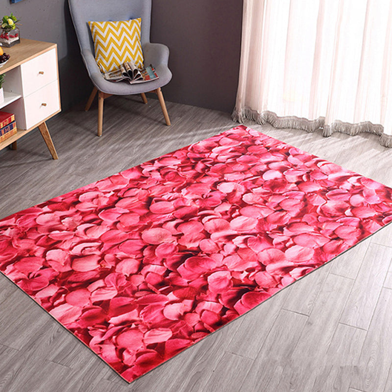 Modern Home Decoration Rug Multicolor Geography Area Rug Polyster Easy Care Washable Indoor Rug - Rose Red - Clearhalo - 'Area Rug' - 'Rug' - 2296271