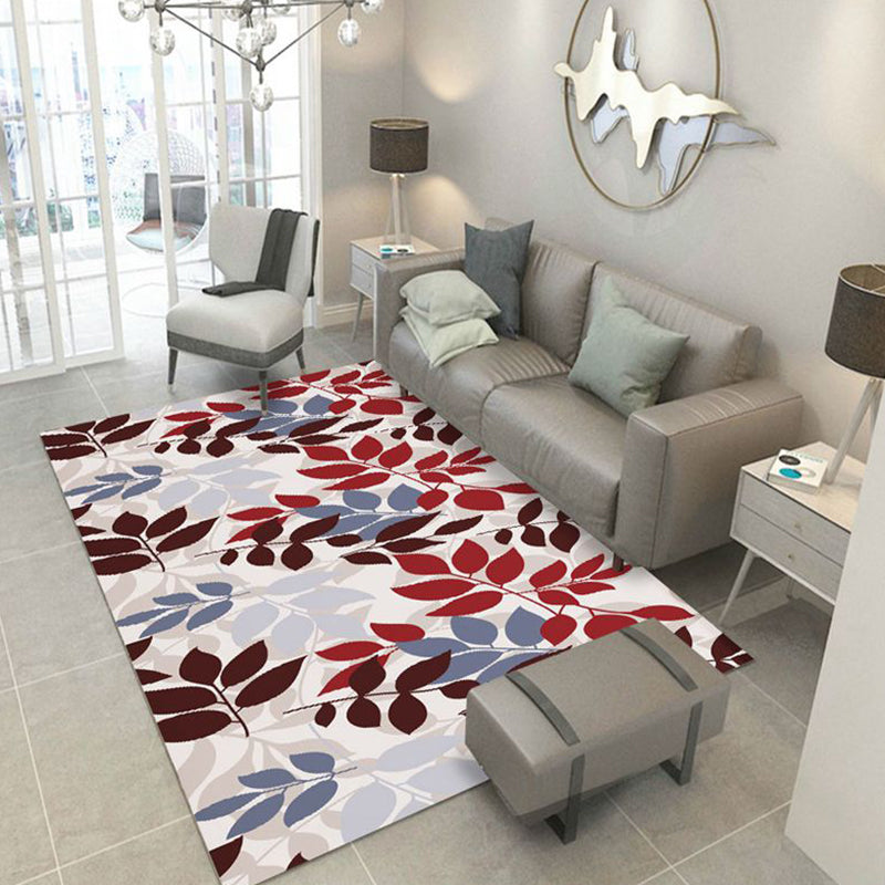 Multi-Color Flower Print Rug Cotton Blend Scandinavian Area Rug Pet Friendly Machine Washable Rug for Parlor - Light Gray-Black - Clearhalo - 'Area Rug' - 'Rug' - 2296288
