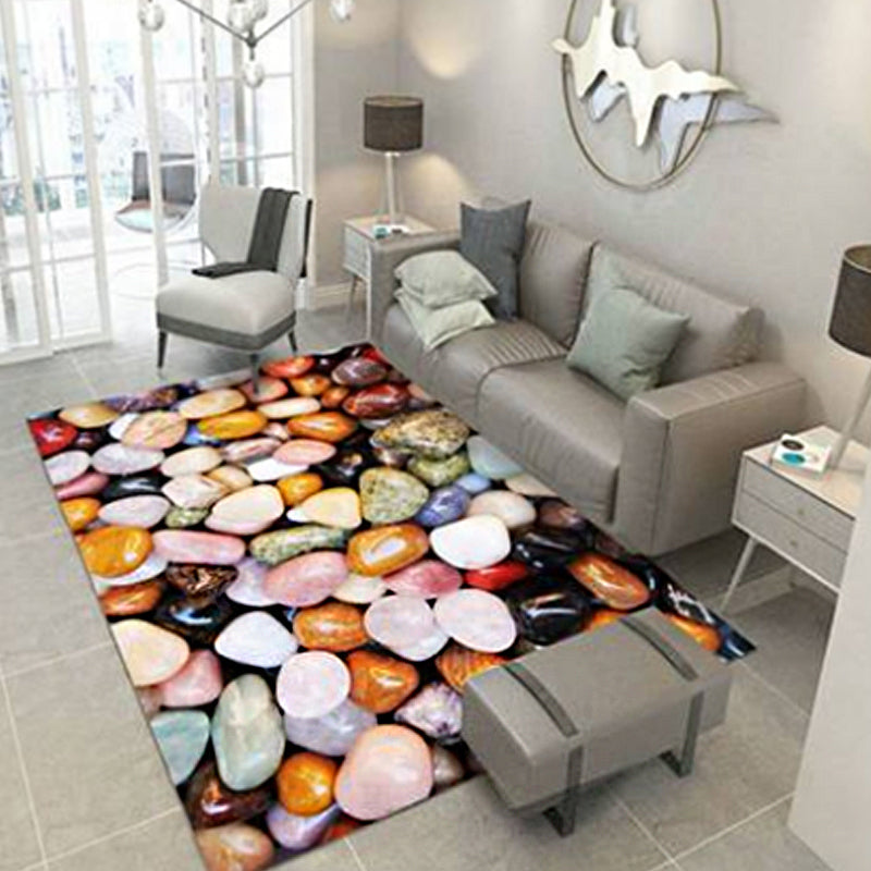 Multi-Color Flower Print Rug Cotton Blend Scandinavian Area Rug Pet Friendly Machine Washable Rug for Parlor - Light Orange - Clearhalo - 'Area Rug' - 'Rug' - 2296292