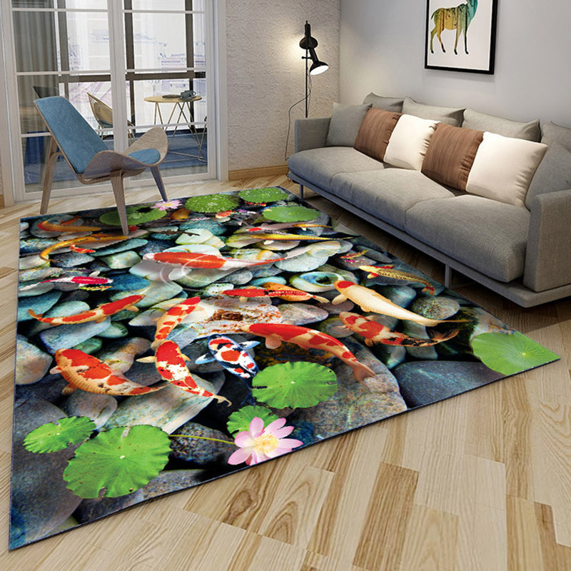 Novelty Living Room Rug Multi-Colored Floral Print Indoor Rug Polyster Anti-Slip Backing Washable Area Carpet