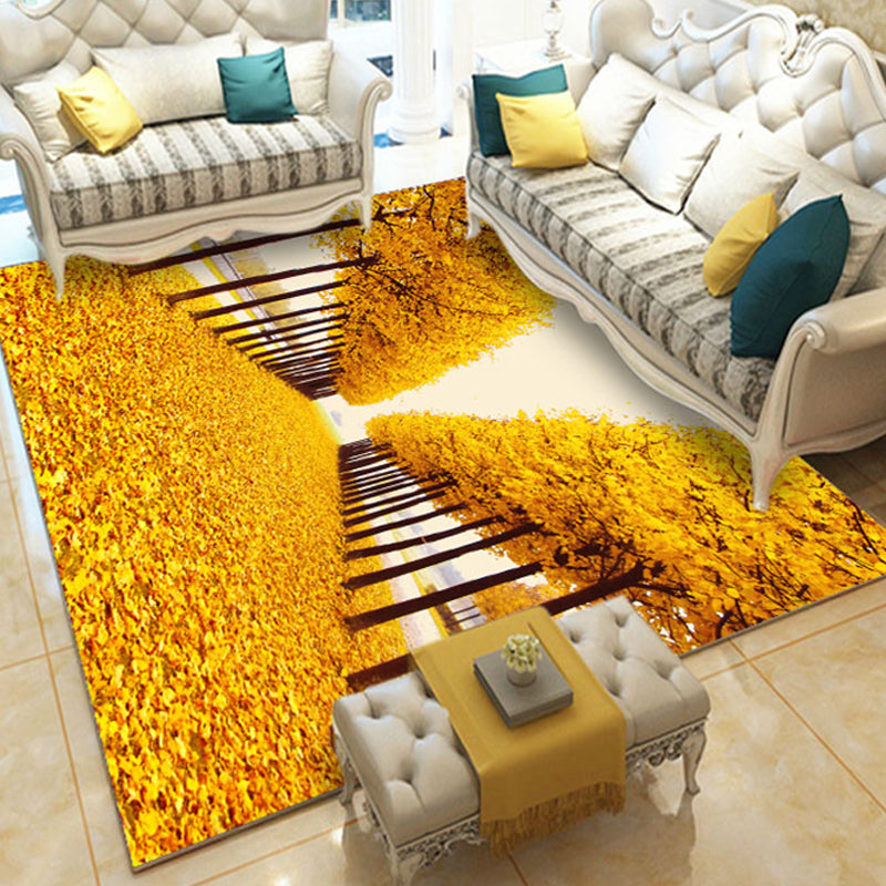 Novelty Living Room Rug Multi-Colored Floral Print Indoor Rug Polyster Anti-Slip Backing Washable Area Carpet