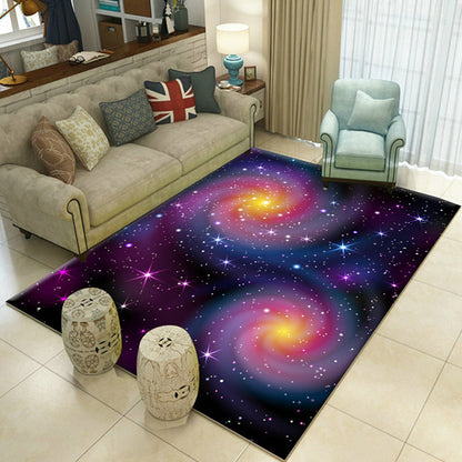 Novelty Space Printed Rug Multi Colored Cotton Blend Indoor Rug Easy Care Pet Friendly Washable Area Carpet for Room