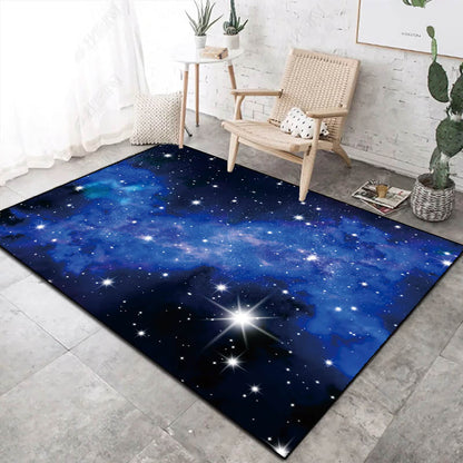 Novelty Space Printed Rug Multi Colored Cotton Blend Indoor Rug Easy Care Pet Friendly Washable Area Carpet for Room