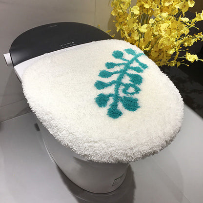 Feblilac Sunflower Cute and Warm Acrylic Fibers U-shape Bathroom Toilet Rugs and Lid Cover Toilet Seat Cover Kit