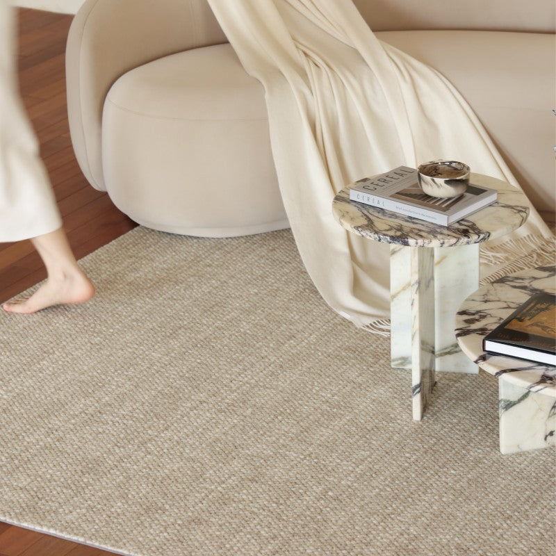 Feblilac Rectangular Simple Camel Living Room Wool Carpet