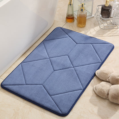 Feblilac Rectangular Solid Geometric Pattern Memory Foam Tufted Bath Mat