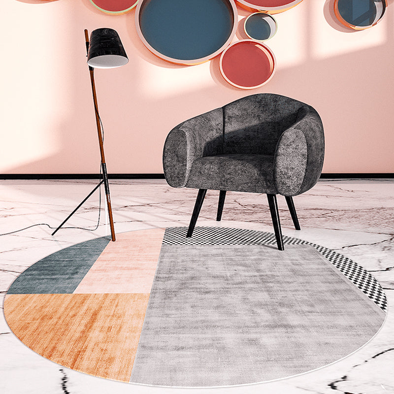 Formal Color Block Rug Multi Colored Polyster Area Rug Non-Slip Pet Friendly Washable Indoor Rug for Parlor Pink Clearhalo 'Area Rug' 'Modern' 'Rugs' Rug' 2300311