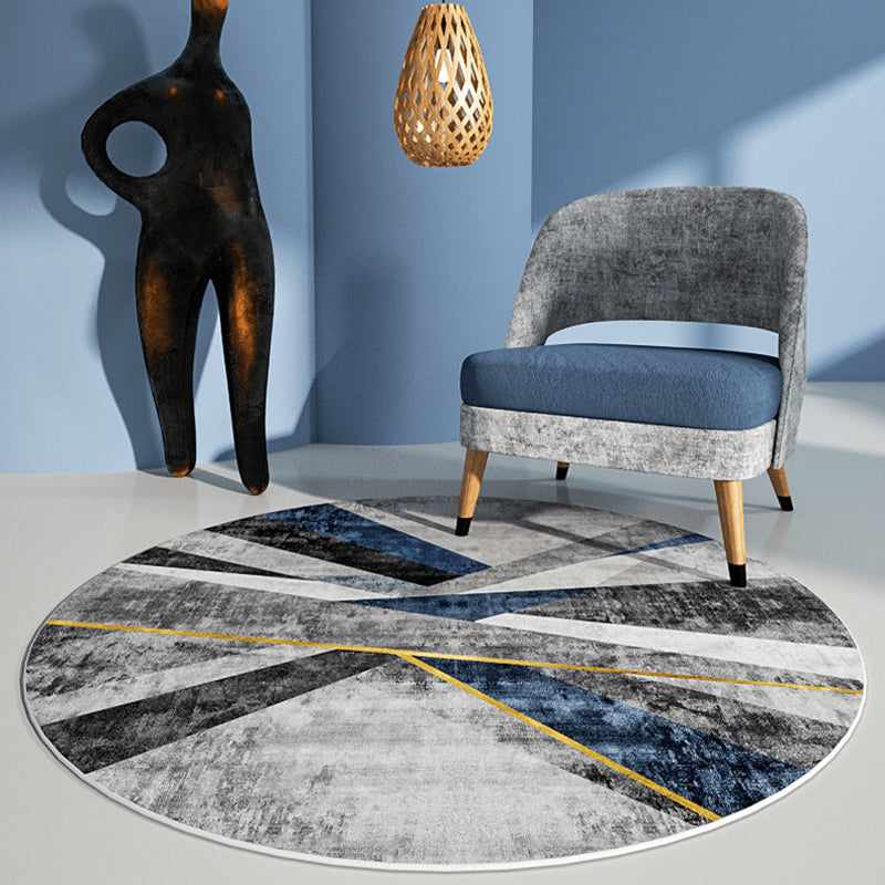 Formal Color Block Rug Multi Colored Polyster Area Rug Non-Slip Pet Friendly Washable Indoor Rug for Parlor Dark Blue-Gray Clearhalo 'Area Rug' 'Modern' 'Rugs' Rug' 2300315