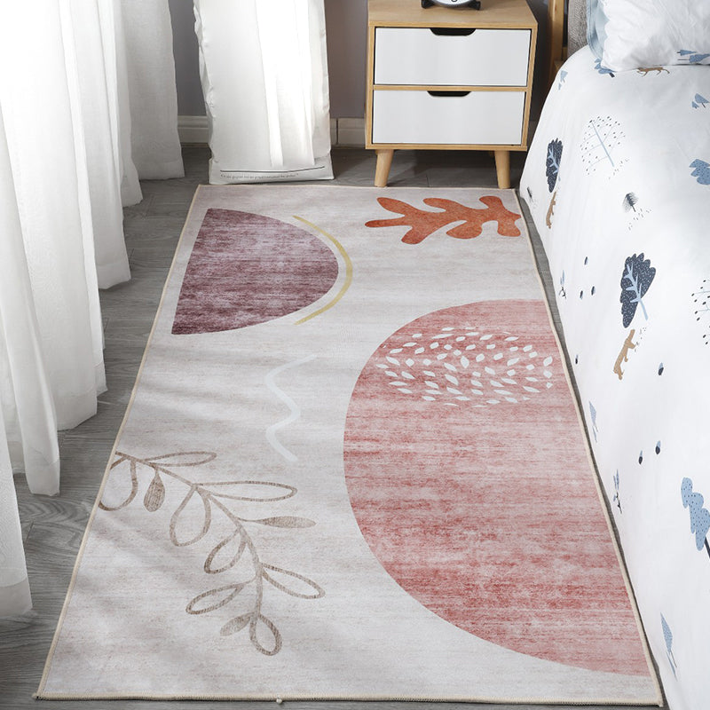 Scandinavian Bedroom Rug Multi Colored Color Blocked Indoor Rug Synthetics Non-Slip Machine Washable Carpet Pink-White Clearhalo 'Area Rug' 'Rug' 2300935