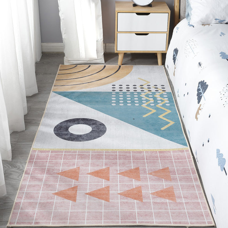 Scandinavian Bedroom Rug Multi Colored Color Blocked Indoor Rug Synthetics Non-Slip Machine Washable Carpet Pink-Blue Clearhalo 'Area Rug' 'Rug' 2300938