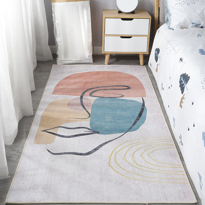 Scandinavian Bedroom Rug Multi Colored Color Blocked Indoor Rug Synthetics Non-Slip Machine Washable Carpet Blue Clearhalo 'Area Rug' 'Rug' 2300948