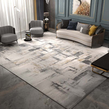 Trendy Living Room Rug Multi Colored Abstract Print Area Carpet Cotton Blend Non-Slip Backing Easy Care Rug Light Beige Clearhalo 'Area Rug' 'Rug' 2309384