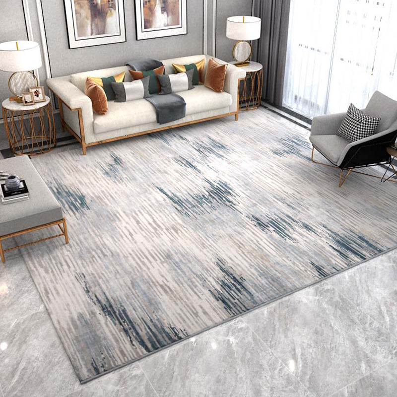 Trendy Living Room Rug Multi Colored Abstract Print Area Carpet Cotton Blend Non-Slip Backing Easy Care Rug Gray-Blue Clearhalo 'Area Rug' 'Rug' 2309387