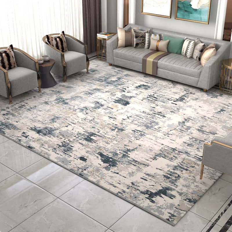Trendy Living Room Rug Multi Colored Abstract Print Area Carpet Cotton Blend Non-Slip Backing Easy Care Rug Gray-Green Clearhalo 'Area Rug' 'Rug' 2309393