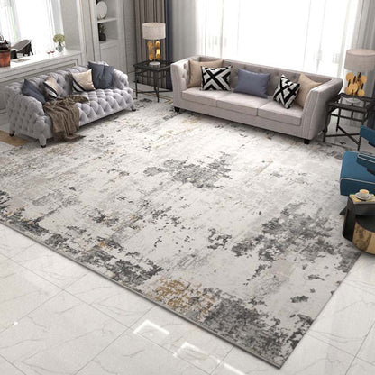 Trendy Living Room Rug Multi Colored Abstract Print Area Carpet Cotton Blend Non-Slip Backing Easy Care Rug Light Gray-Black Clearhalo 'Area Rug' 'Rug' 2309395