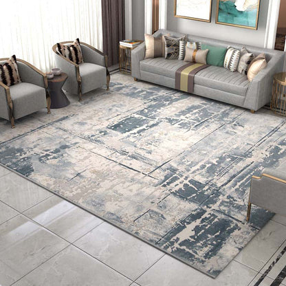 Trendy Living Room Rug Multi Colored Abstract Print Area Carpet Cotton Blend Non-Slip Backing Easy Care Rug Gray Blue Clearhalo 'Area Rug' 'Rug' 2309398
