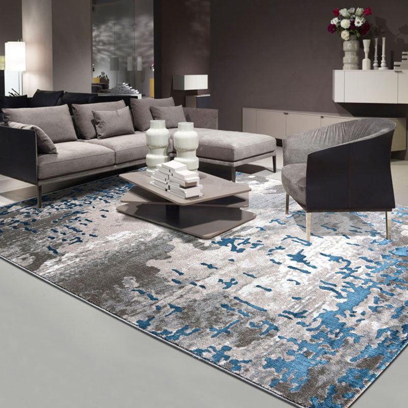Yellow Abstract Print Rug Cotton Blend Modern Indoor Rug Anti-Slip Backing Easy Care Washable Area Carpet for - view 4