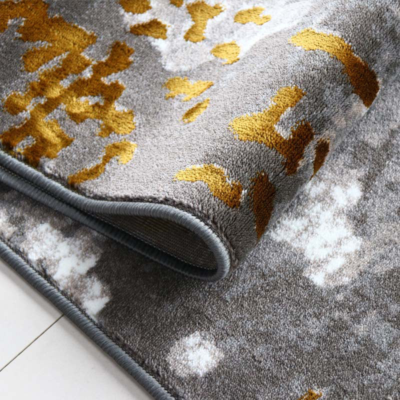 Yellow Abstract Print Rug Cotton Blend Modern Indoor Rug Anti-Slip Backing Easy Care Washable Area Carpet for Living Room