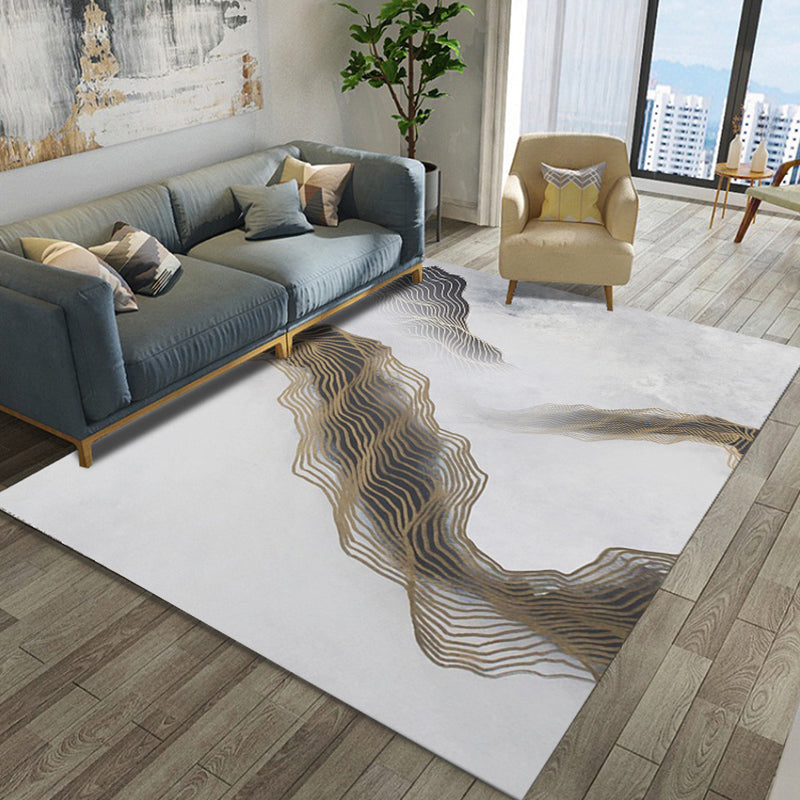 Artistic Geometric Abstract Line Rug Multicolor Modern Carpet Synthetics Anti-Slip Backing Pet-Friendly Rug for Great Room Gray-White Clearhalo 'Area Rug' 'Modern' 'Rugs' Rug' 2316992
