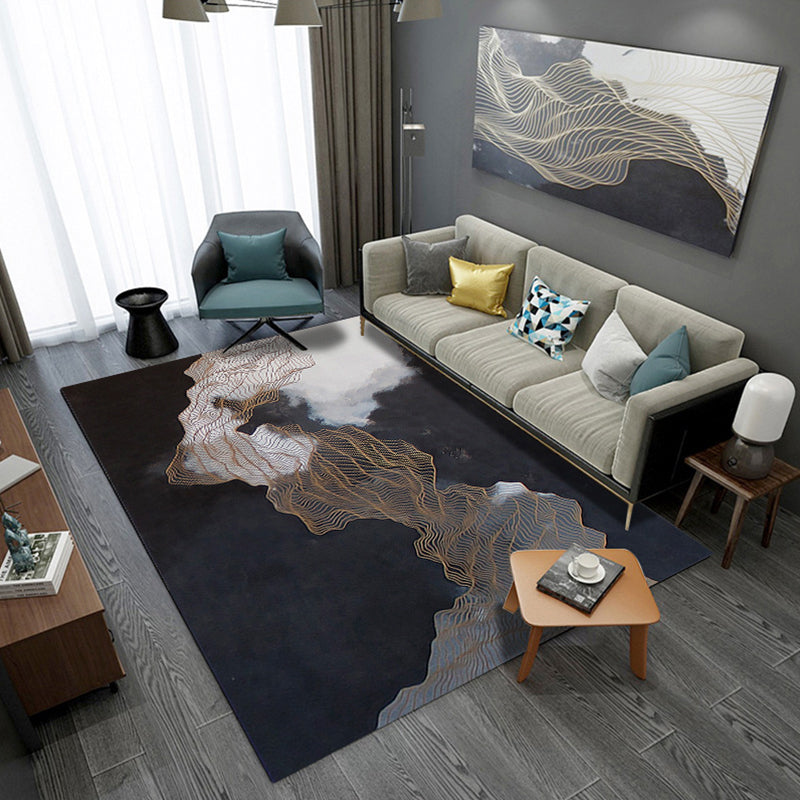 Artistic Geometric Abstract Line Rug Multicolor Modern Carpet Synthetics Anti-Slip Backing Pet-Friendly Rug for Great Room Black Clearhalo 'Area Rug' 'Modern' 'Rugs' Rug' 2316994