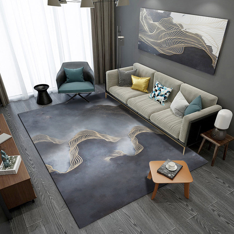 Artistic Geometric Abstract Line Rug Multicolor Modern Carpet Synthetics Anti-Slip Backing Pet-Friendly Rug for Great Room Silver Gray Clearhalo 'Area Rug' 'Modern' 'Rugs' Rug' 2316997