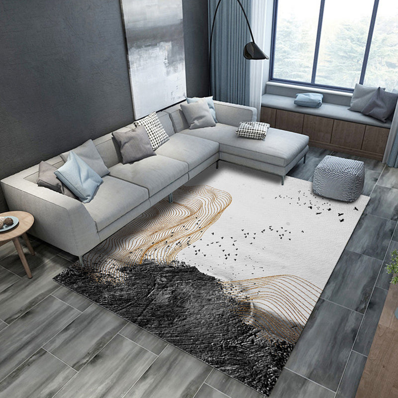 Artistic Geometric Abstract Line Rug Multicolor Modern Carpet Synthetics Anti-Slip Backing Pet-Friendly Rug for Great Room Cream Gray Clearhalo 'Area Rug' 'Modern' 'Rugs' Rug' 2317000