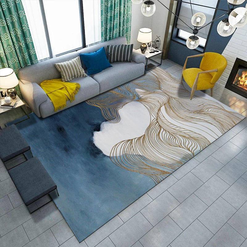Artistic Geometric Abstract Line Rug Multicolor Modern Carpet Synthetics Anti-Slip Backing Pet-Friendly Rug for Great Room Gray Blue Clearhalo 'Area Rug' 'Modern' 'Rugs' Rug' 2317001